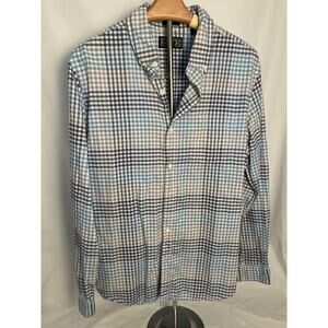Rye by Hawker Rye Button Down Shirt Large Slim Fit Blue Plaid Lightweight
